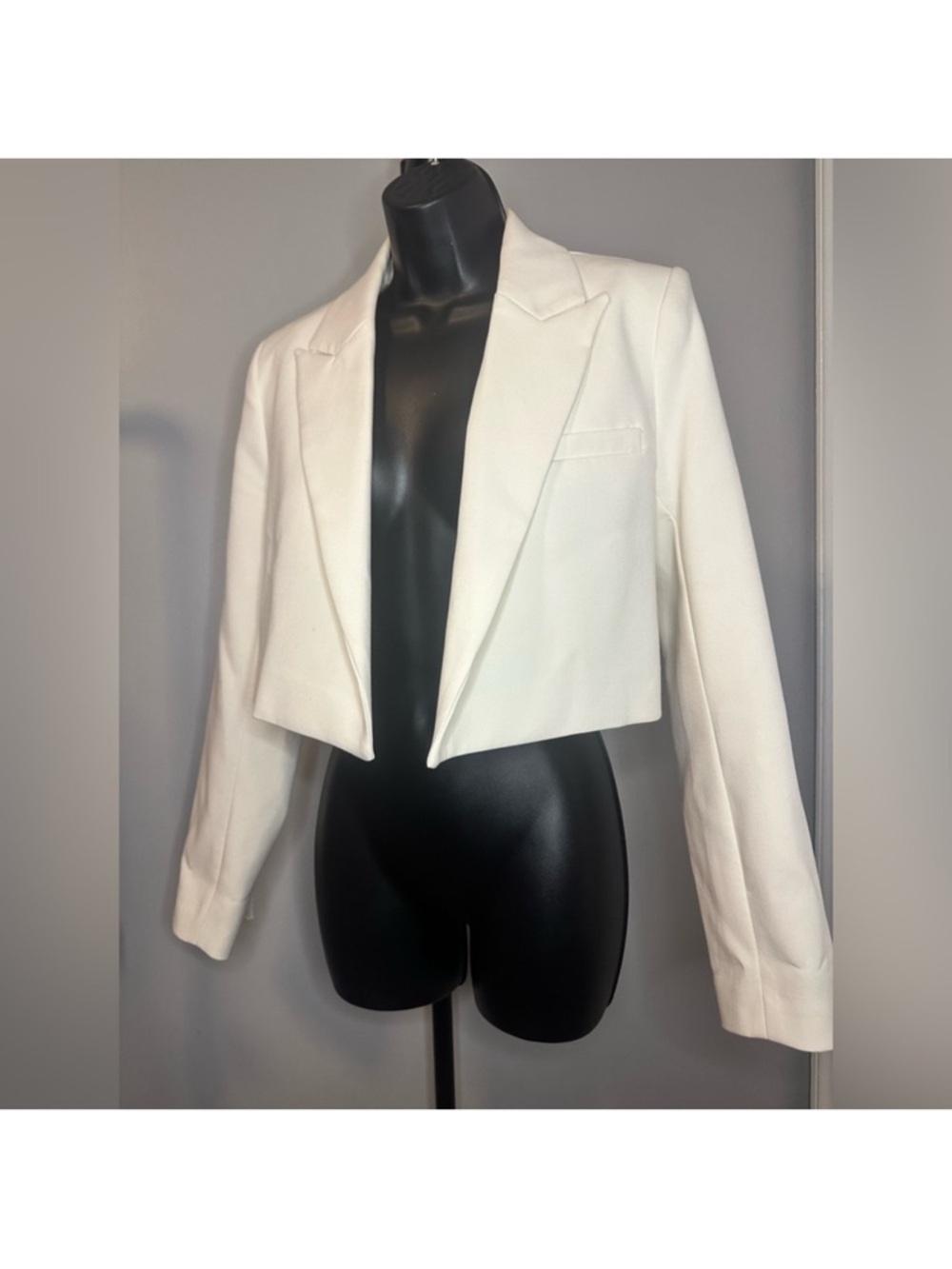 Cropped White Women's Blazer Jacket